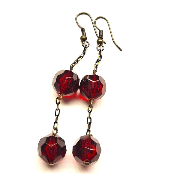 Hand Crafted Jewelry - 5/$25 Red Beaded Chain Earrings